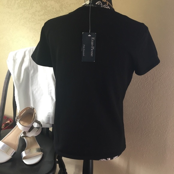 🎁2/$12 NWT PL EVAN PICONE BLACK SHORT SLEEVED SCOOP NECK - Picture 4 of 9